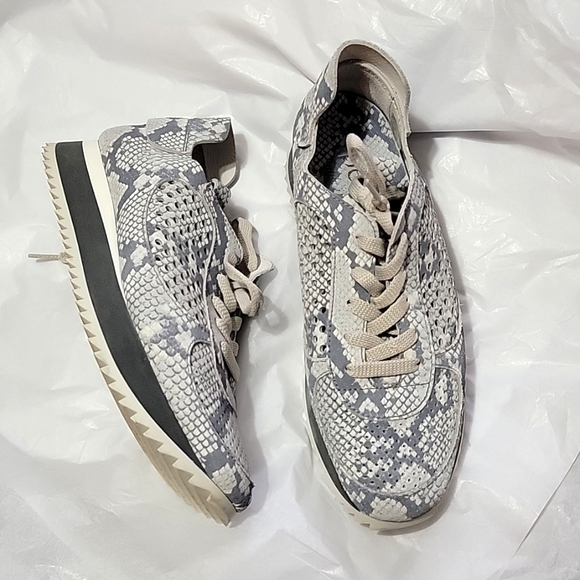 Pedro Garcia Omega Python Sneakers Lace Up Platform Lug Sole Perforated Chalk - Picture 9 of 11